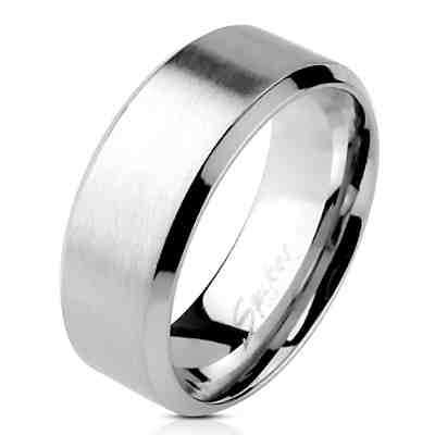 Ring mit schrägem Rand Silber aus Edelstahl Unisex Ringe