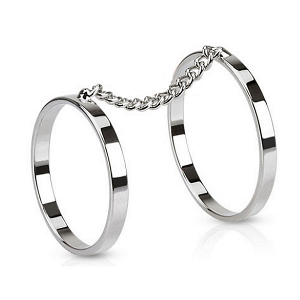Accessoires Ringe BUNGSA® Zehenring Kette mit 2 Ringen Silber Messing Unisex Ringe silber