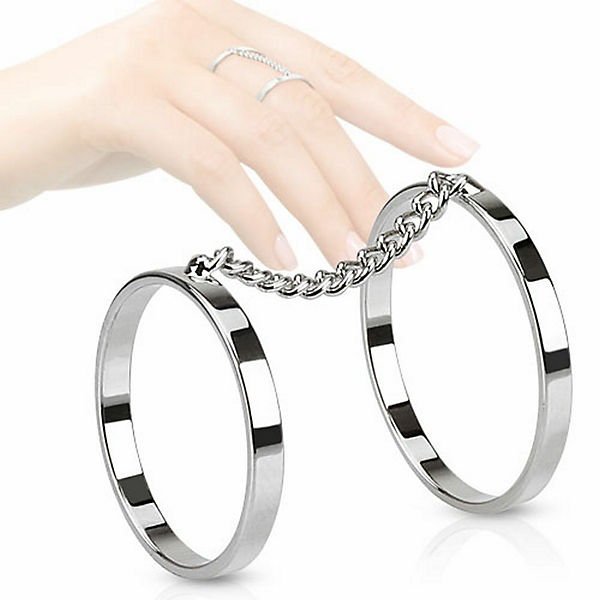 Accessoires Ringe BUNGSA® Zehenring Kette mit 2 Ringen Silber Messing Unisex Ringe silber