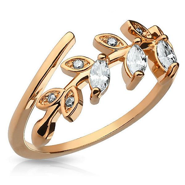 Accessoires Ringe BUNGSA® Zehenring Kristall Blätter Gold Messing Damen Ringe rosegold