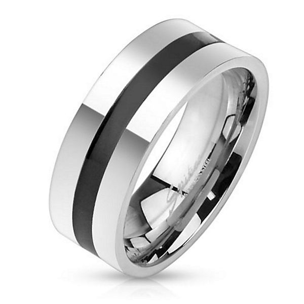 Accessoires Ringe BUNGSA® Ring schwarzer Mittelring Silber aus Edelstahl Unisex Ringe silber