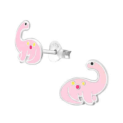 Kinder-Ohrstecker rosa Dinosaurier 925 Silber Kinder Ohrstecker für Mädchen
