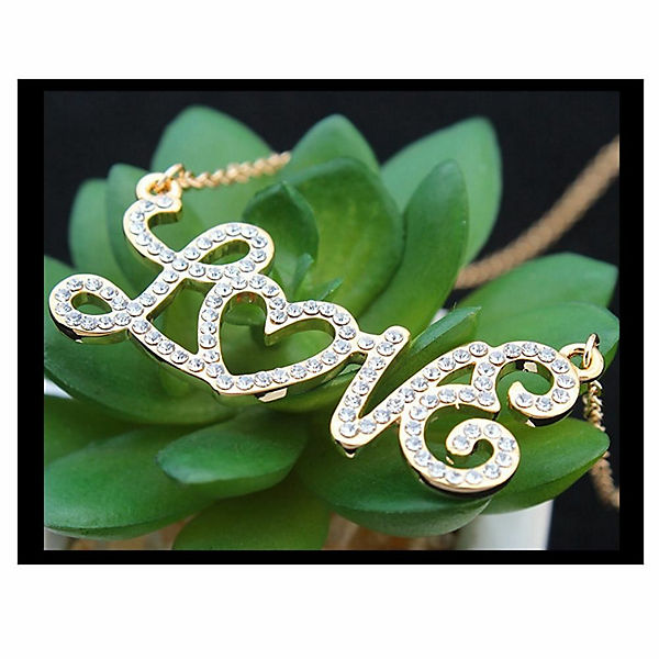 Accessoires Halsketten BUNGSA® Kette Love Gold Messing Damen Halsketten gold