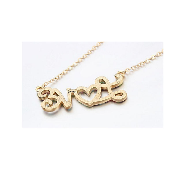 Accessoires Halsketten BUNGSA® Kette Love Gold Messing Damen Halsketten gold