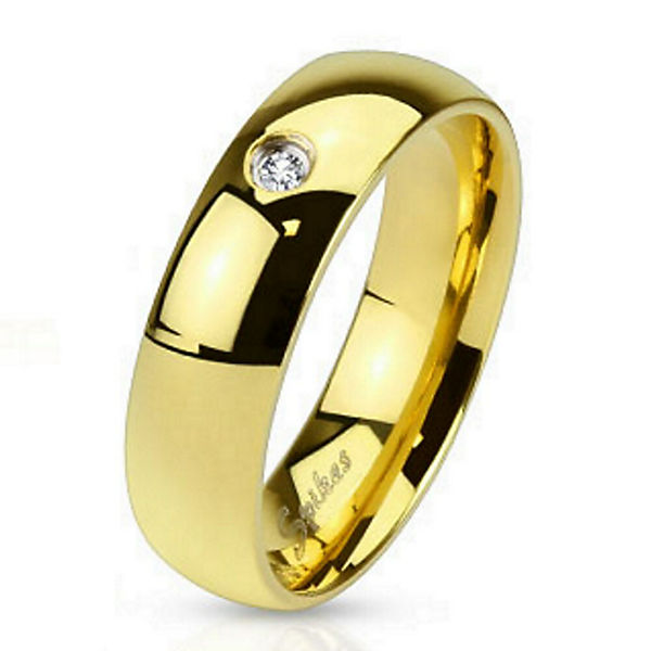 Accessoires Ringe BUNGSA® Ring mit Kristall Gold aus Edelstahl Unisex Ringe gold