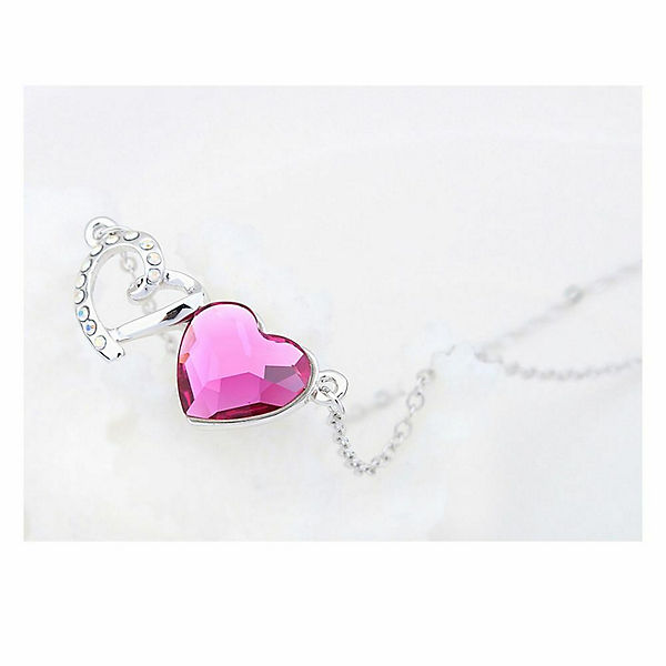 Accessoires Halsketten BUNGSA® Kette Herz an Herz Silber aus Messing für Damen Halsketten silber