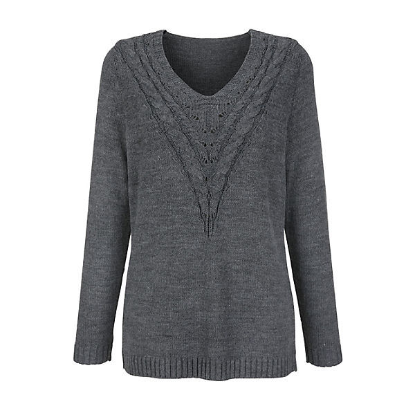Bekleidung Pullover BASICALLY YOU Pullover mit Zopfmuster dunkelgrau