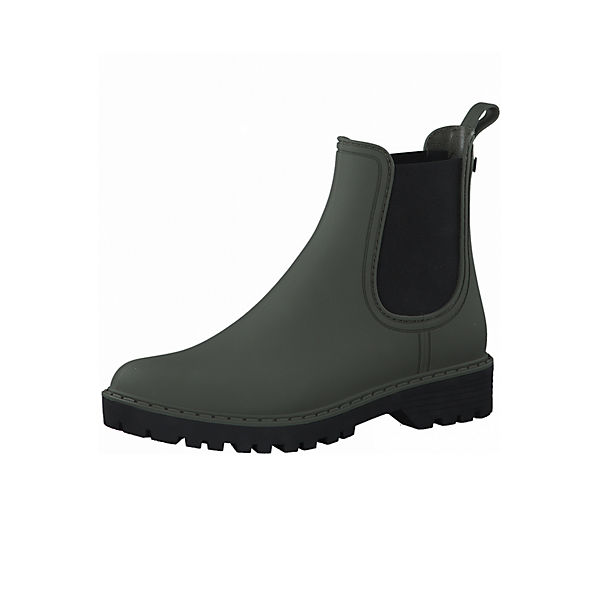 Schuhe Ankle Boots Tamaris Damen Sportliche Stiefelette 1-25359-27 Grün 710 Olive Black Kunstleder mit Removable Sock Ankle Boot