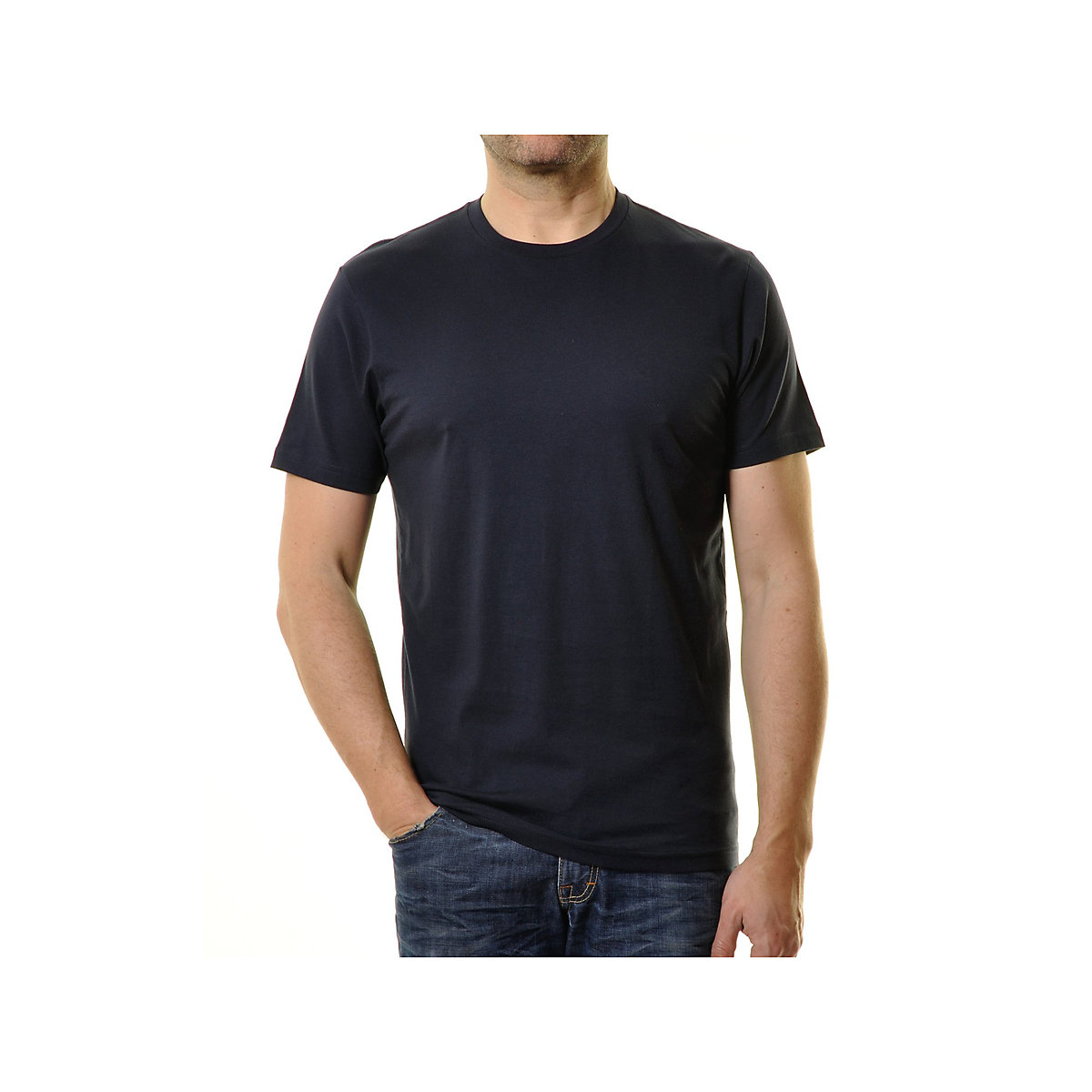 RAGMAN T-Shirt Rundhals Singlepack T-Shirts blau