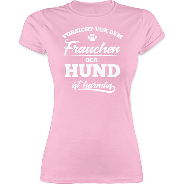 Geschenk für Hundebesitzer - Damen T-Shirt - Vorsicht vor dem Frauchen der Hund ist harmlos - T-Shirts