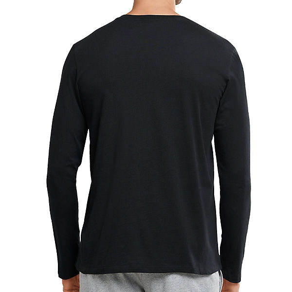 Bekleidung Nachthemden SCHIESSER Schlafanzug Shirt langarm Mix & Relax Basic Nachthemden schwarz