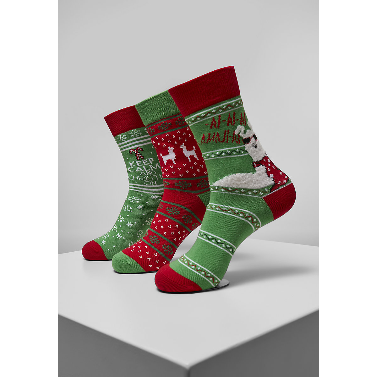 Urban Classics Christmas Lama Socks 3-Pack Socken mehrfarbig