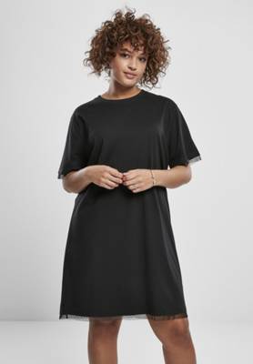 Urban Classics Ladies Boxy Lace Hem Tee Dress Kleider schwarz