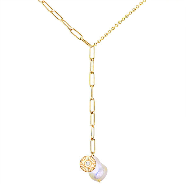 Accessoires Halsketten Valero Pearls Kette Edelstahl gelbgold Süßwasser-Zuchtperle weiß Preciosa weiß Halsketten gold