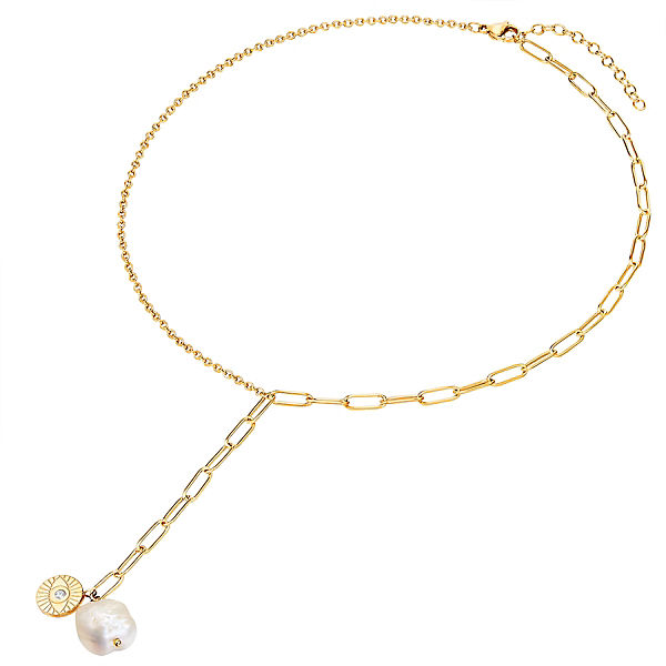 Accessoires Halsketten Valero Pearls Kette Edelstahl gelbgold Süßwasser-Zuchtperle weiß Preciosa weiß Halsketten gold Accessoires Halsketten Valero Pearls Kette Edelstahl gelbgold Süßwasser-Zuchtperle weiß Preciosa weiß Halsketten gold