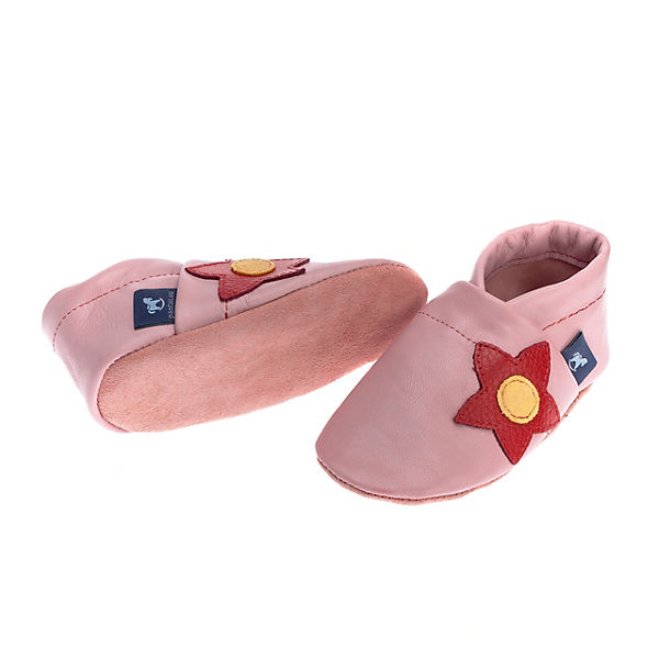 Schuhe Geschlossene Hausschuhe Pantau® Lederpuschen / Hausschuhe / Slipper mit Blume Hausschuhe rosa/rot