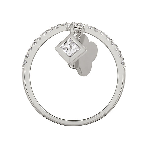 Accessoires Ringe Cai Ring 925 Silber rhodiniert mit Anhägern Kleeblatt Zirkonia Zirkonia rhodiniert Ringe weiß