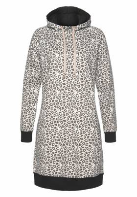 LASCANA Sweatkleid beige/schwarz