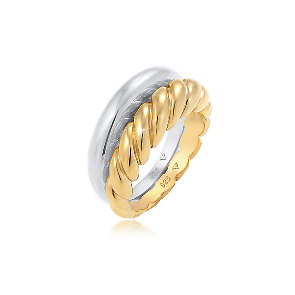 Elli Premium Ring 2Er Set Twisted Gedreht Bandring Basic 925 Silber Ringe