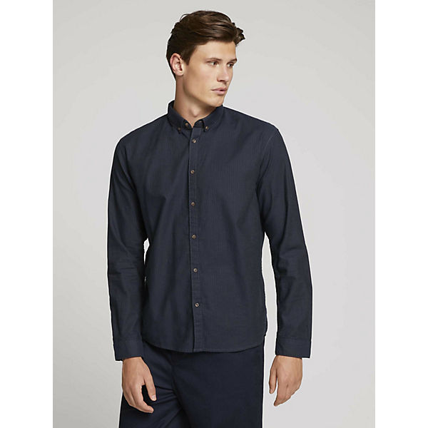 Bekleidung Langarmhemden TOM TAILOR Denim Blusen & Shirts fein gestreiftes Hemd Langarmhemden blau