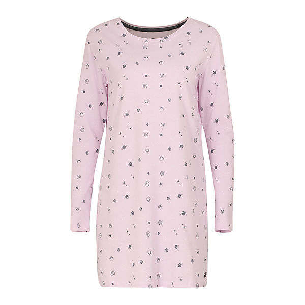Bekleidung Nachthemden TOM TAILOR Damen Nachthemd - Sleepshirt Rundhals gemustert Nachthemden rosa