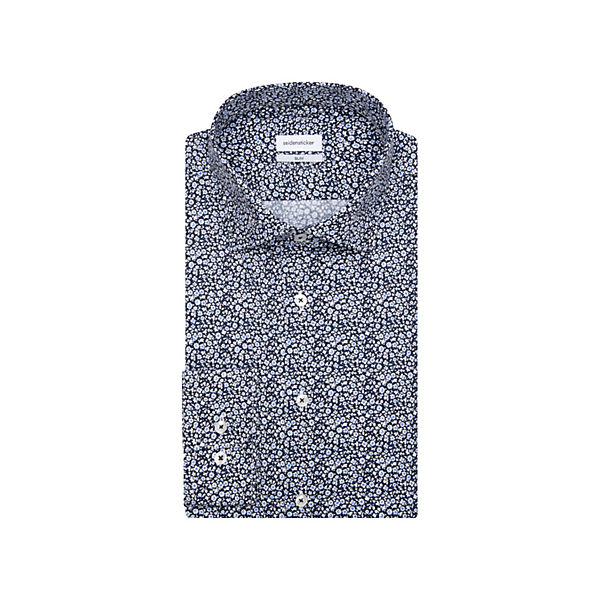 Bekleidung Langarmhemden seidensticker Business Hemd Slim Extra langer Arm Kentkragen Druck Langarmhemden blau
