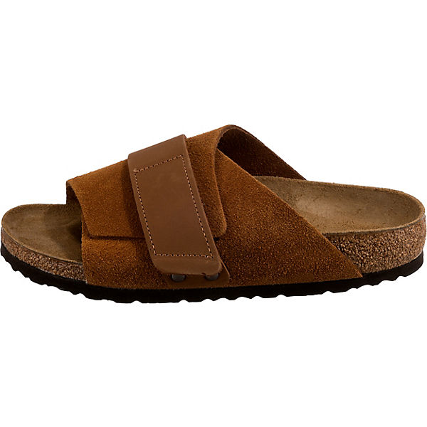 Schuhe Klassische Pantoletten BIRKENSTOCK Kyoto Veloursleder & Nubukleder Pantoletten schmal beige Schuhe Klassische Pantoletten BIRKENSTOCK Kyoto Veloursleder & Nubukleder Pantoletten schmal beige