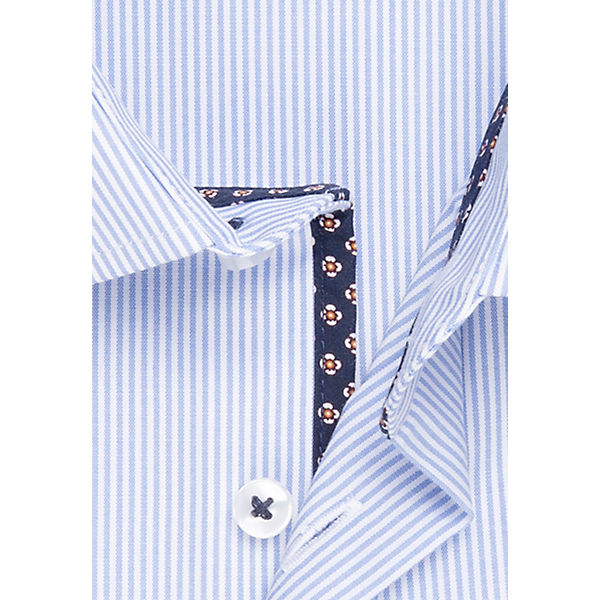 Bekleidung Langarmhemden seidensticker Business Hemd Shaped Langarm Kentkragen Streifen Langarmhemden blau