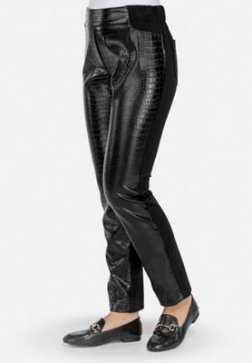 HELMIDGE Lederimitathose Pants Chinohosen schwarz