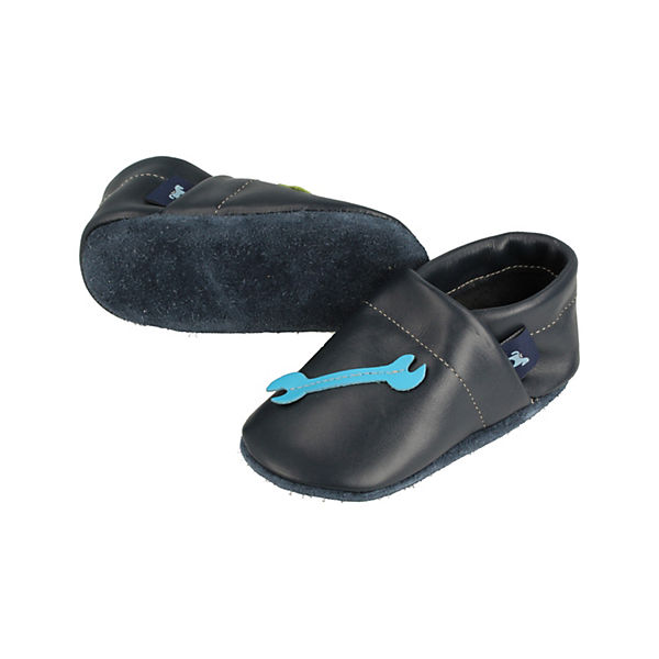 Schuhe Geschlossene Hausschuhe Pantau® Lederpuschen / Hausschuhe / Slipper mit Werkzeug Hausschuhe blau