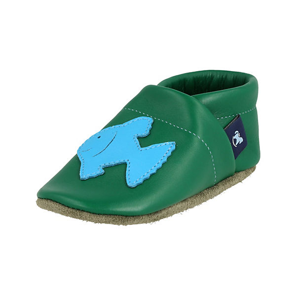 Schuhe Geschlossene Hausschuhe Pantau® Lederpuschen / Hausschuhe / Slipper mit Fisch Hausschuhe grün