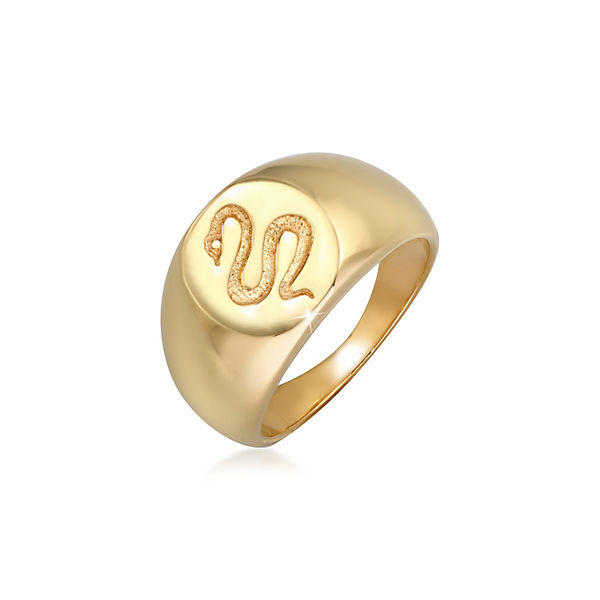 Accessoires Ringe Elli PREMIUM Elli Premium Ring Siegelring Schlange Kraft Symbol 925 Silber Ringe gold Accessoires Ringe Elli PREMIUM Elli Premium Ring Siegelring Schlange Kraft Symbol 925 Silber Ringe gold