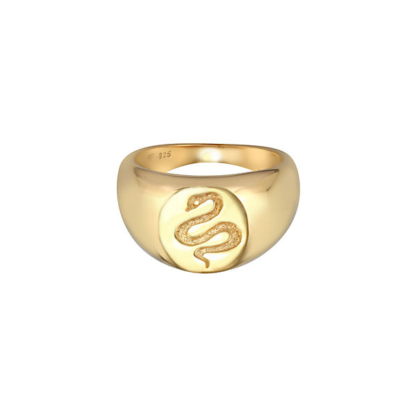 Accessoires Ringe Elli PREMIUM Elli Premium Ring Siegelring Schlange Kraft Symbol 925 Silber Ringe gold