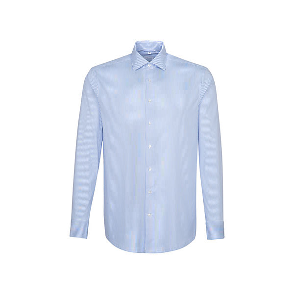 Bekleidung Langarmhemden seidensticker Performancehemd Regular Langarm Kentkragen Streifen Langarmhemden blau