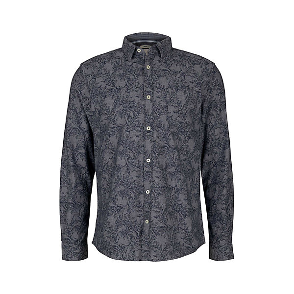 Bekleidung Langarmhemden TOM TAILOR Blusen & Shirts gemustertes Hemd aus Bio-Baumwolle Langarmhemden blau Modell 2