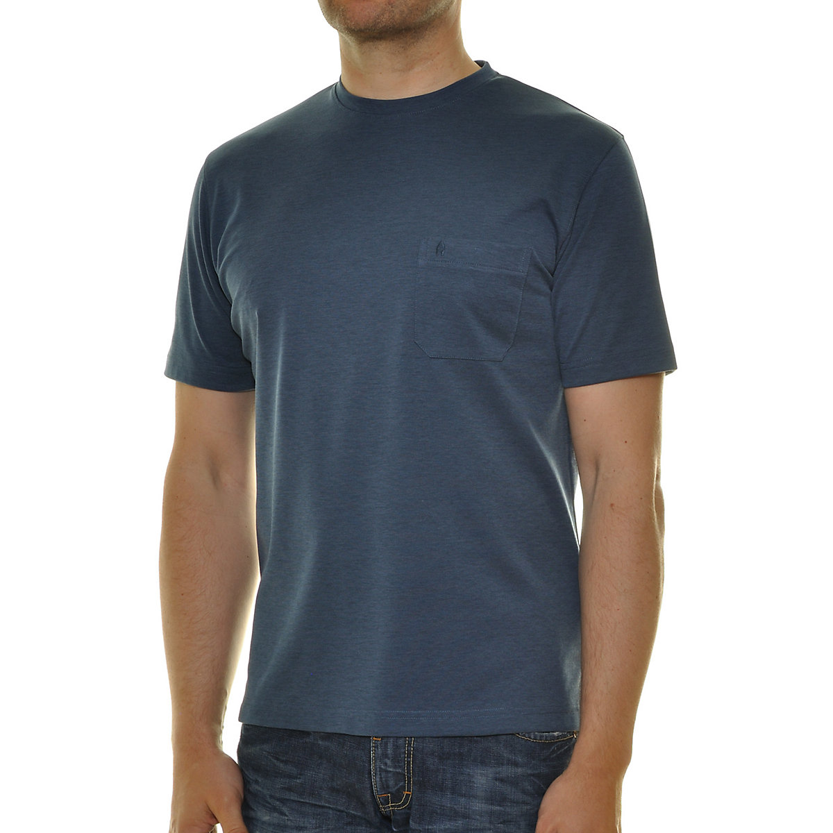 RAGMAN Softknit T-Shirt Rundhals mit Brusttasche T-Shirts azurblau