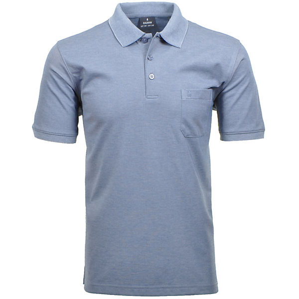Bekleidung T-Shirts RAGMAN Kurzarm Softknit Poloshirt Poloshirts blau