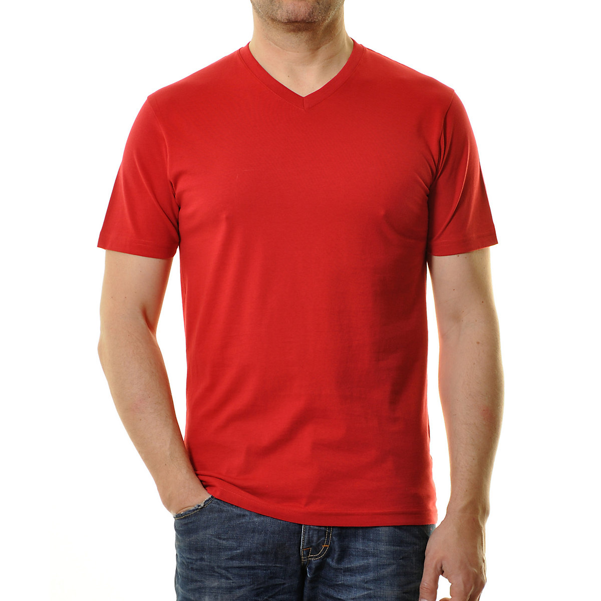 RAGMAN T-Shirt V-Ausschnitt Single-Pack T-Shirts rot