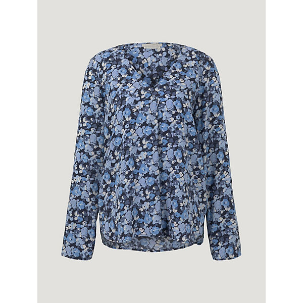 Bekleidung Kurzarmblusen TOM TAILOR Denim Blusen & Shirts Bluse mit LENZING(TM) ECOVERO(TM) Kurzarmblusen mehrfarbig