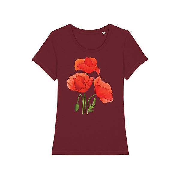 Bekleidung T-Shirts wat APPAREL T-Shirt Poppy Flowers T-Shirts weinrot