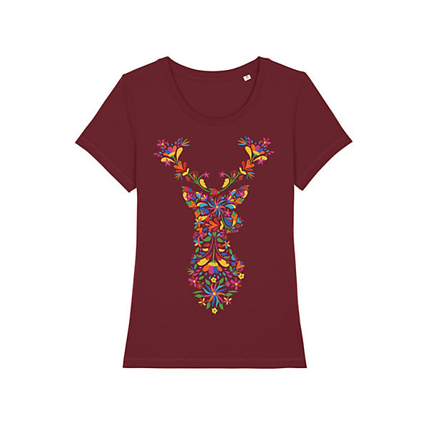 Bekleidung T-Shirts wat APPAREL T-Shirt Floral Deer T-Shirts weinrot