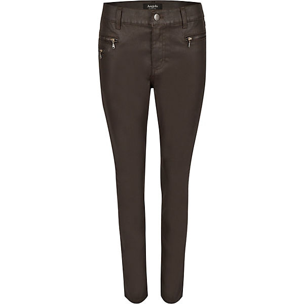Bekleidung Stoffhosen Röhrenjeans Malu Zip Jeanshosen dunkelbraun Bekleidung Stoffhosen Röhrenjeans Malu Zip Jeanshosen dunkelbraun