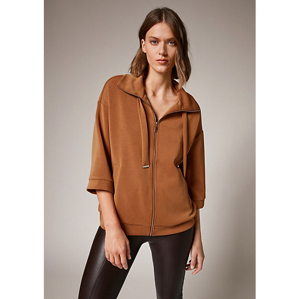 Bekleidung Sweatjacken comma Jacke aus Scuba-Jersey Sweatjacken braun Bekleidung Sweatjacken comma Jacke aus Scuba-Jersey Sweatjacken braun