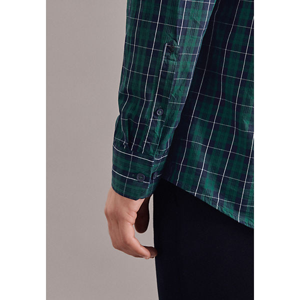 Bekleidung Langarmhemden seidensticker Casual Hemd Regular Langarm Button-Down-Kragen Karo Langarmhemden grün