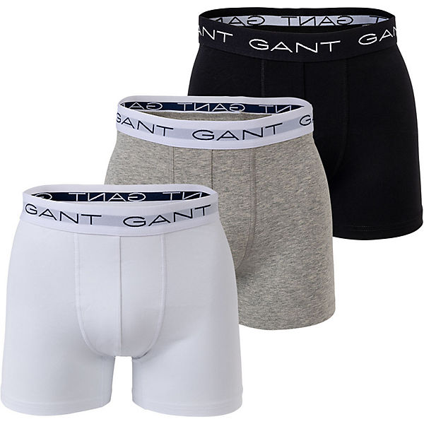 Bekleidung Boxershorts GANT Herren Boxer Shorts 3er Pack - Boxer Briefs Cotton Stretch Boxershorts grau