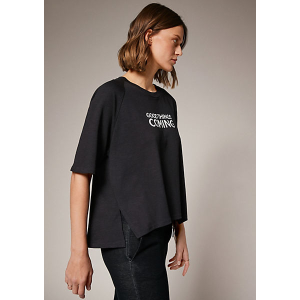 Bekleidung T-Shirts comma casual identity T-Shirt mit Schriftprint T-Shirts schwarz
