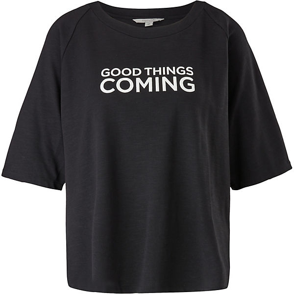Bekleidung T-Shirts comma casual identity T-Shirt mit Schriftprint T-Shirts schwarz