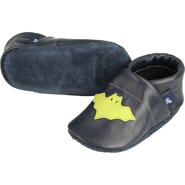 Schuhe Geschlossene Hausschuhe Pantau® Lederpuschen / Hausschuhe / Slipper mit Fledermaus Hausschuhe blau/grün