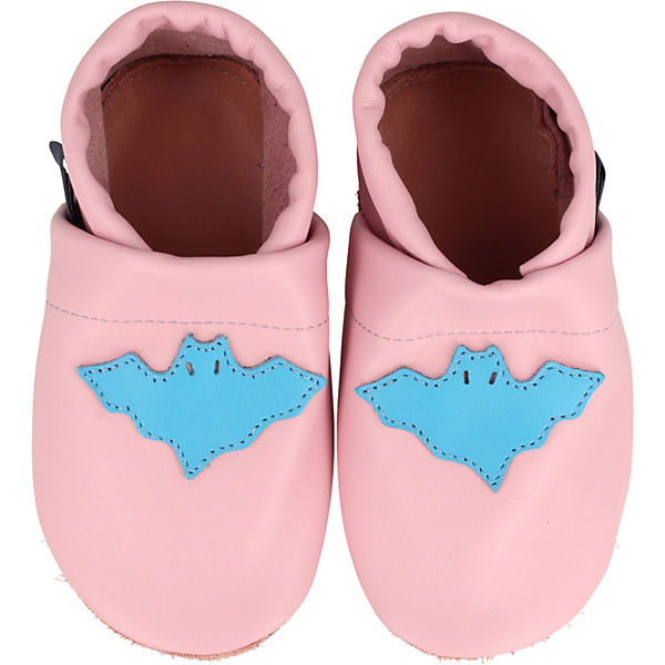 Schuhe Geschlossene Hausschuhe Pantau® Lederpuschen / Hausschuhe / Slipper mit Fledermaus Hausschuhe pink/blau