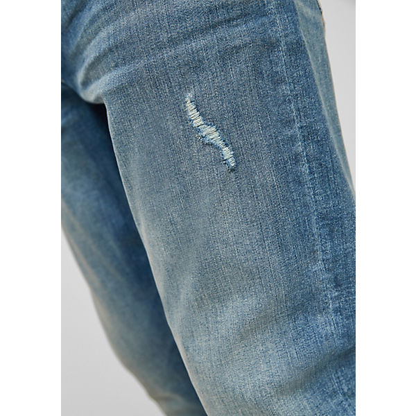 Bekleidung Straight Jeans s.Oliver Slim: Used-Jeans mit Slim Leg Jeanshosen blau